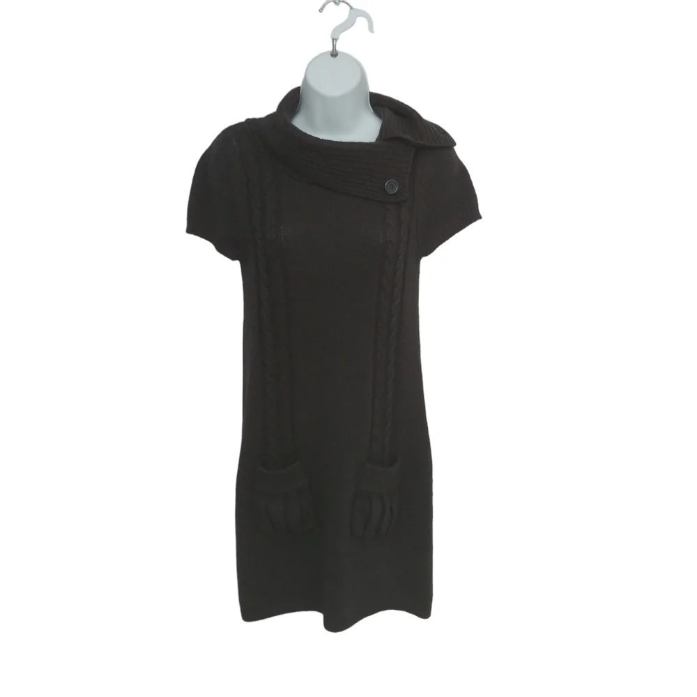 Wishes Cable Knit Sweater Dress Dark Gray Medium